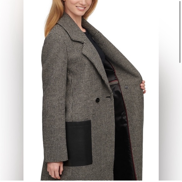 Calvin Klein
Faux-Leather-Pocket Houndstooth Maxi Coat - Picture 5 of 15